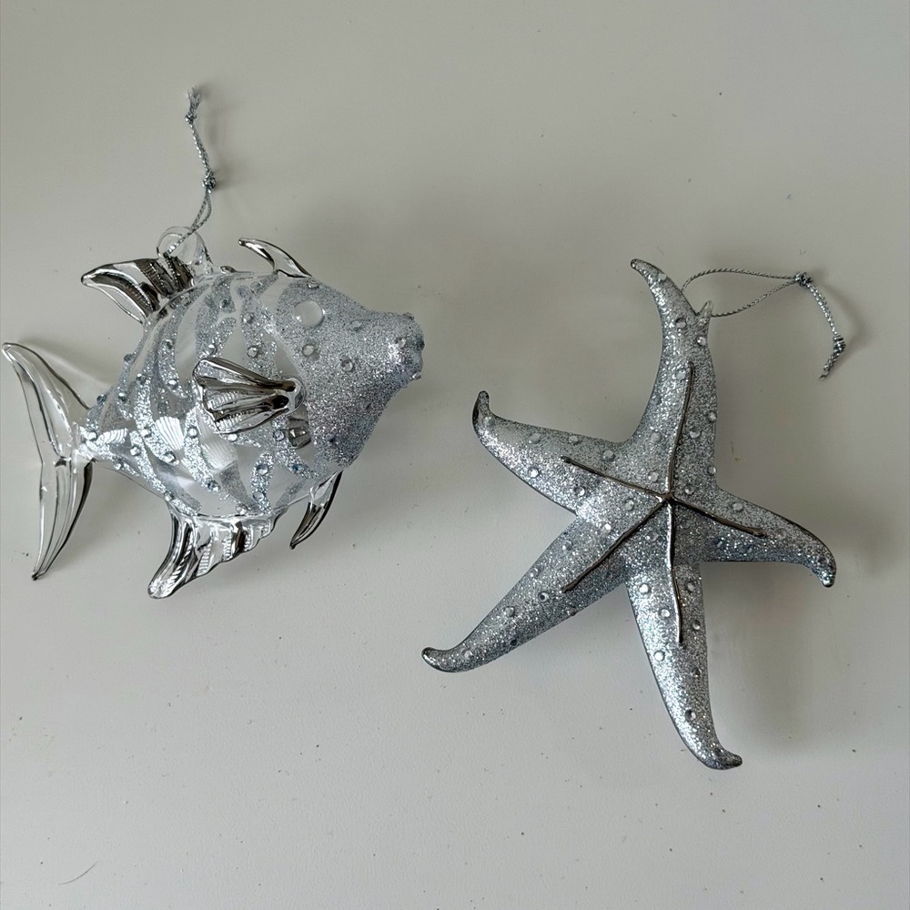 Coastal Glass Silver Ornaments (2)